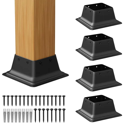 Vista 11 de SPACEEUP Base de poste de 4 x 4, tamaño interno de 3.6 x 3.6 pulgadas, soporte de poste de acero resistente, apto para anclaje de poste de madera