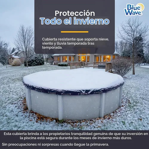 Vista 3 de Blue Wave Cubierta redonda de piscina para invierno de 18 pies, grado Bronce, 8 años – Polietileno duradero y resistente al clima – 4 pies