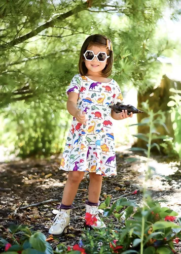 Vista 6 de ALISISTER Vestido de verano de manga corta para niñas pequeñas, 2-9T