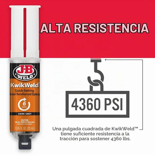 Vista 4 de J-B Weld 50176 KwikWeld jeringa epoxi reforzada con acero - Se seca en gris oscuro - 0.84 onzas líquidas, Negro