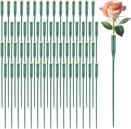 Vista 9 de Tessco for you 90 tubos de agua florales de 6 pulgadas, suministros de flores de plástico para flores frescas con tapa de goma para arreglos