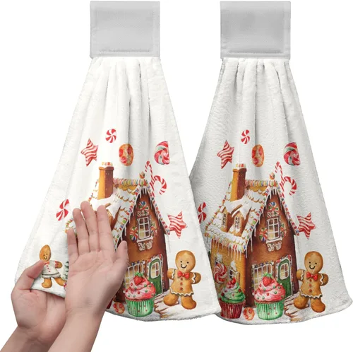 Vista 41 de Honey Bee - Juego de 2 toallas colgantes de cocina de verano con lunares y lazo para colgar, toallas de cocina de granja amarillas, suaves