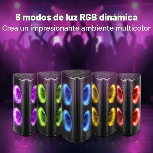 Vista 2 de Fisher Altavoces Bluetooth portátiles, altavoces estéreo, sistema inalámbrico Bluetooth, triángulo cuádruple de 6.5 pulgadas, doble potencia máxima