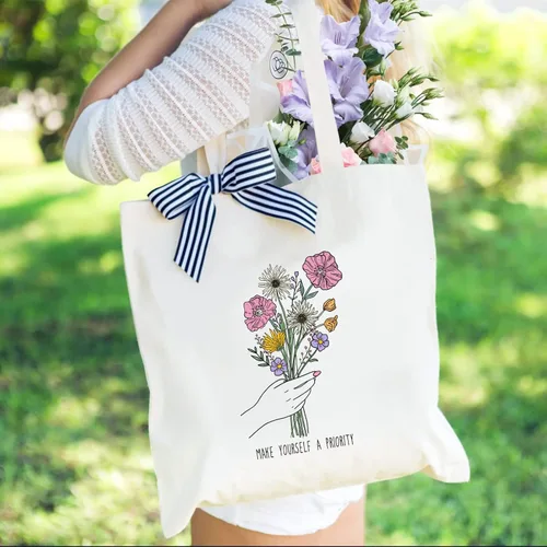 Vista 2 de Andeiltech - Bolsa de lona para mujer, con diseño de gato bonito y estética, bolsas reutilizables para compras y comestibles, con bolsillo