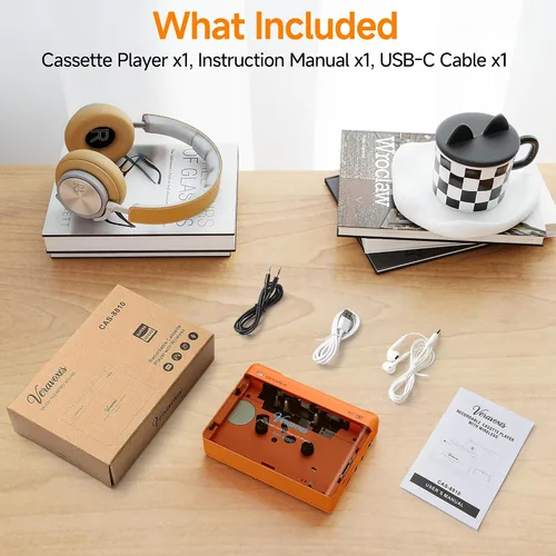 Vista 7 de Grabador portátil del reproductor de cinta de casete Bluetooth Naranja