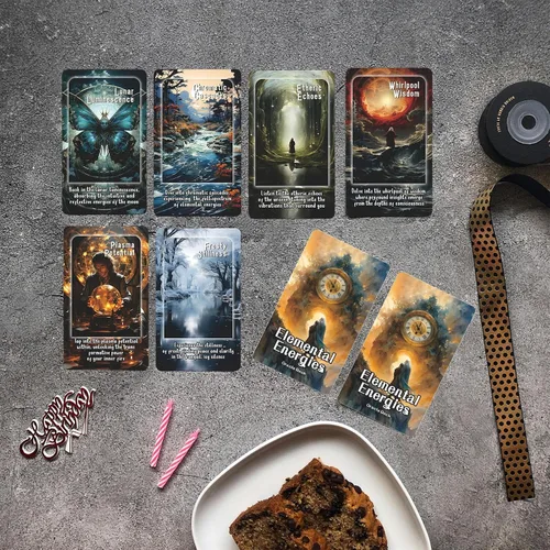Vista 8 de Cartas de Tarot de Energías Elementales, Cartas de Oráculo y Cartas de Tarot para Principiantes, Mazo de Cartas de Oráculo, Este mazo cubre