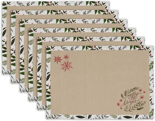 Vista 8 de DII Holiday Sprigs - Mesa de comedor y decoración de cocina, juego de servilletas, 20 x 20, cuadros Dobby rojos y blancos, 6 piezas