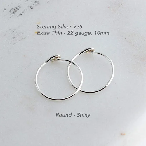 Vista 69 de Aretes de plata de ley abiertos para cartílago, tragus, delgados, calibre 22