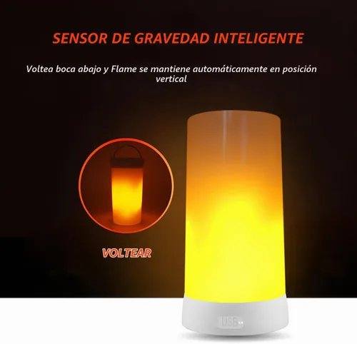 Vista 4 de Luz LED con efecto de llama, lámpara de fuego recargable USB con control