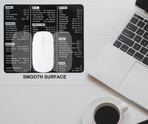 Vista 9 de Monilee - Alfombrilla para mouse con estampado negro sólido, calidad premium, para uso diario Increase your productivity: Our Excel Shortcuts