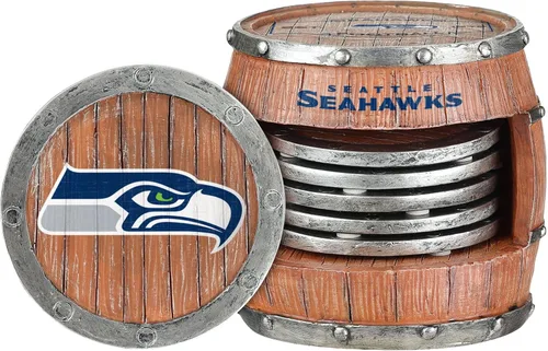 Vista 25 de FOCO NFL Team Logo 5-Pack Barrel Beverage Drink Coaster Set