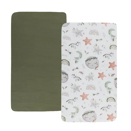 Vista 11 de Juego de sábanas de moisés, paquete de 2 sábanas bajeras ajustadas, elásticas ultra suaves, para colchón de cuna rectangular ovalada de reloj