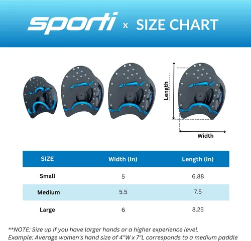 Vista 7 de Sporti Palas de natación Power para natación en piscina - Correas ajustables - Equipo para natación en piscina - Palas de mano para adultos y niños