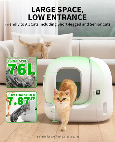 Vista 7 de PETKIT PuraMax 2 - Arenero automático para gatos con autolimpieza, control por aplicación con sensores de seguridad, sin olores y anti-fugas. El