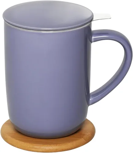 Vista 11 de CEEFU Taza de Té de Porcelana con Infusor y Tapa, Tetera con Filtro y Posavasos, Taza de Té de Hojas Sueltas Infusor Preparador, 16 OZ para Verde