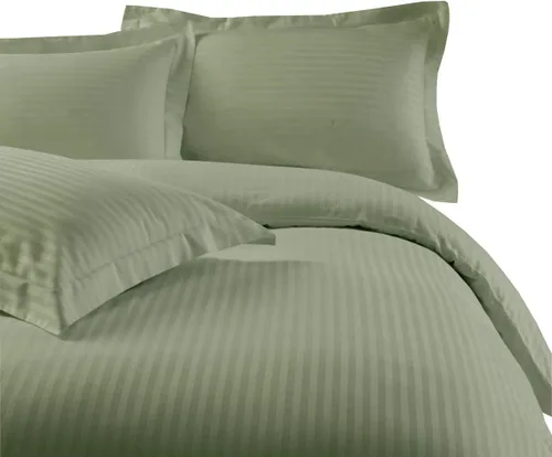 Vista 4 de sheetsnthings Juego de ropa de cama a rayas de 300 hilos, 100% algodón, 5 piezas, tamaño individual, extra largo, XL, color negro, 3 piezas y 2