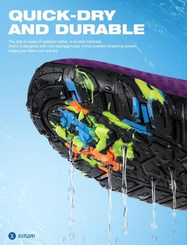 Vista 3 de Simari Zapatos de agua para mujer, hombre, natación, playa, piscina, deportes acuáticos, secado rápido, estilo descalzo, buceo, surf y caminar