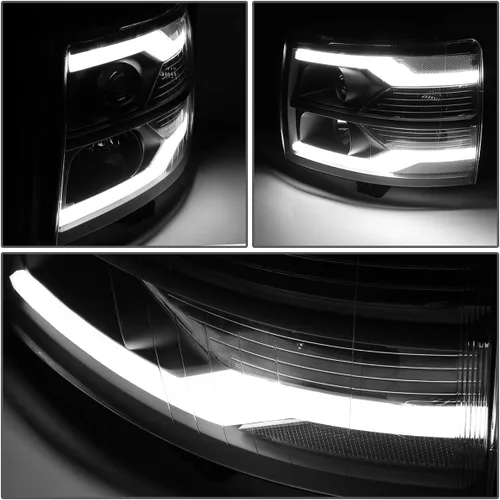 Vista 3 de DNA MOTORING HL-HPL-CSIL07-G2-BK-CL1 - Faro delantero de proyector DRL de doble LED compatible con Chevy Silverado 2007-2014, negro/transparente