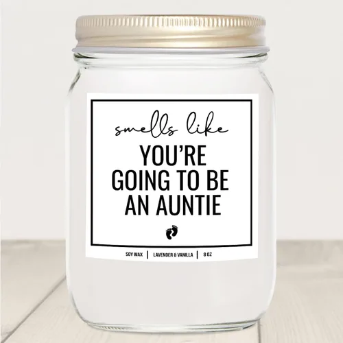 Vista 5 de You Nique Designs - Vela de embarazo para tía, hermana, tía de 8 onzas, regalo de revelación de embarazo para tía, huele a tu tía, regalos para tía