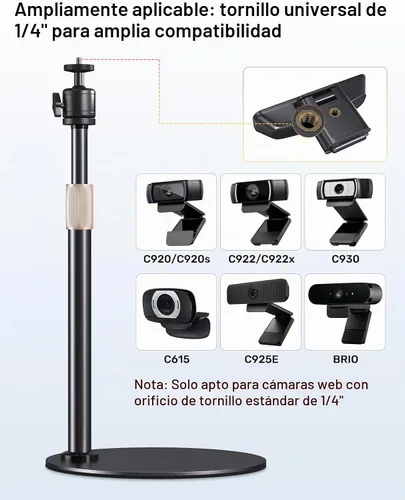 Vista 3 de Soporte de trípode para cámara web de escritorio, giro de 360°, rosca de 1