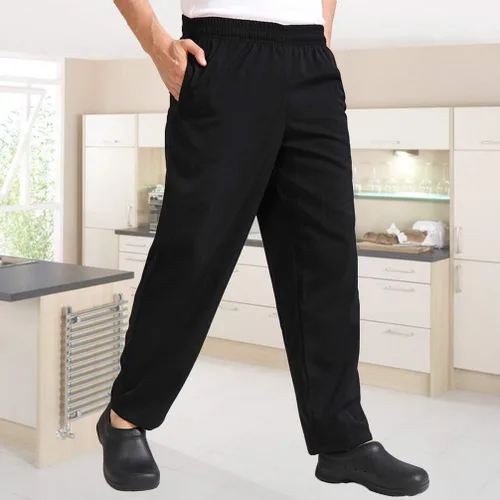 Vista 9 de Pantalones de trabajo de chefs duraderos transpirables para hombres, talla M (negro), Negro