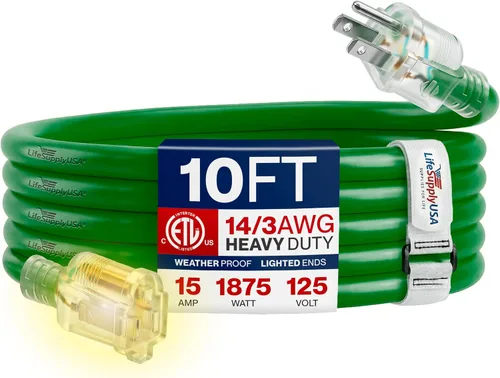 Vista 103 de Cable de extensión de 3 pies para exteriores/interiores, calibre 10/3, ultra resistente, SJTW, resistente al agua, certificación ETL, cable