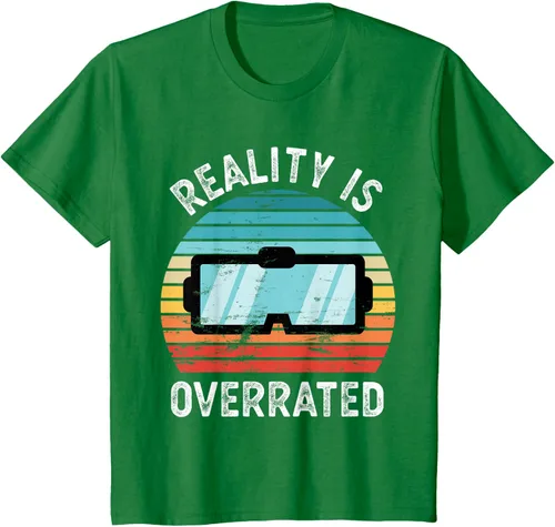 Vista 4 de Reality is Overrated VR - Camiseta divertida de regalo de realidad virtual, Negro, S
