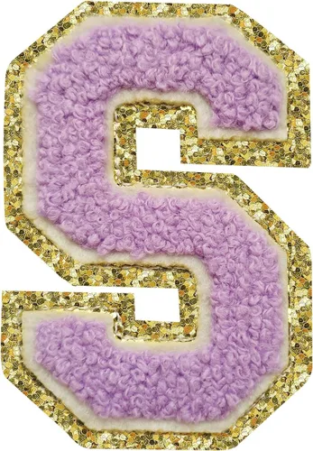 Vista 82 de 3Pcs Letter Patches Varsity Glitters Chenille,SPRT Iron on Blue Letter Patch,Alphabet Cloth Patch for Team Costume Decoration 3.1in Height S