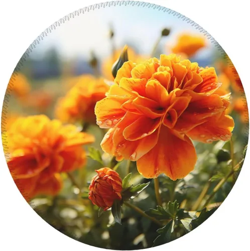 Vista 8 de Gaming Mousepad Marigold Flower Autumn Flowers Print Round Mousepad Non-Slip Rubber Base MousePads with Stitched Edges MouseMat for Computers Laptop
