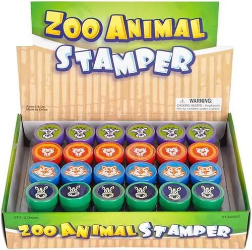 Vista 7 de ArtCreativity Sellos de animales del zoológico para niños, juego de 24, sellos preentintados surtidos, recuerdos de fiesta de cumpleaños