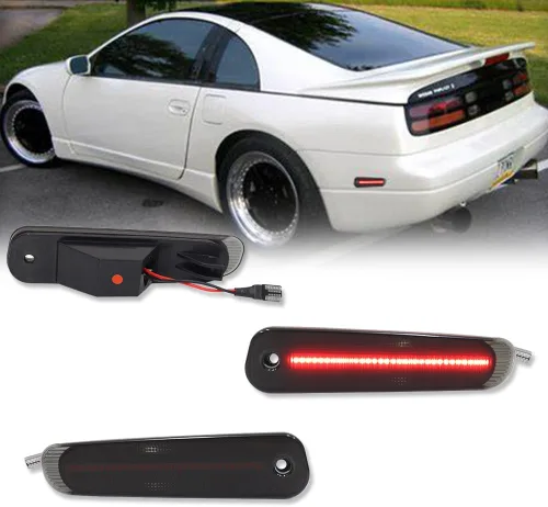 Vista 10 de Lente Roja Luz Marcadora Lateral del Parachoques Trasero Conjunto de Carcasa de Lámpara del Guardabarros Compatible con Nissan 300ZX Z32 1990 1991