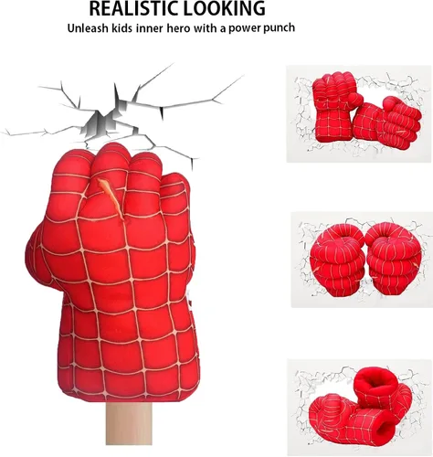 Vista 3 de Increíble HOK - Guantes de peluche suaves y grandes con diseño de guantelete de guantelete para aplastar las manos, color verde