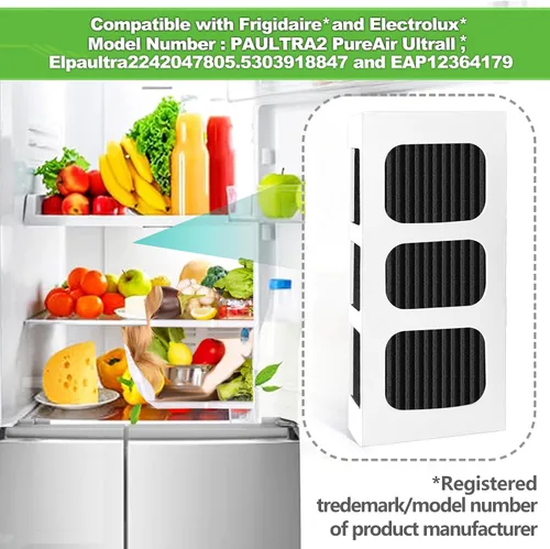 Vista 5 de Paultra2 - Filtro de aire para refrigerador Frigidaire Pureair Ultra 2, Electrolux 242047805, 5303918847, EAP12364179, paquete de 6 For Frigidaire
