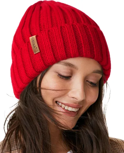 Vista 10 de FURTALK - Gorros de invierno con forro polar para mujer, gorro de punto grueso con calavera, gorro de nieve para mujer Beige