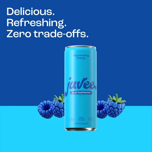 Vista 6 de Juvee Bebida energética rejuvenecedora, latas de 12 onzas, paquete de 12, sin azúcar, 128 mg de cafeína natural por lata, cero azúcar, baja