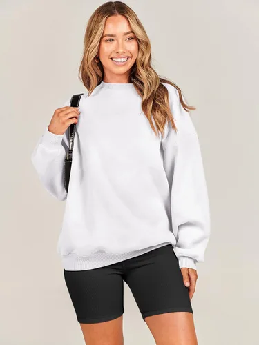 Vista 6 de ANRABESS Sudadera de gran tamaño para mujer, con cuello redondo, estilo Y2K, sudadera con capucha de forro polar, cómoda, camiseta informal, ropa
