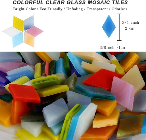 Vista 5 de Pocoukate Kit de azulejos de mosaico para manualidades, azulejos de mosaico de vidrio a granel, 850 piezas, 4 formas mixtas, suministros