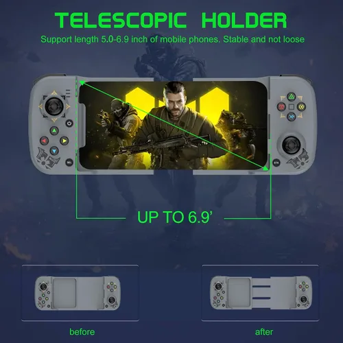 Vista 3 de Megadream Controlador de videojuegos móvil para iPhone iOS Android PC funciona con iPhone 14131211X, iPad, Samsung Galaxy, TCL, tablet, Apex