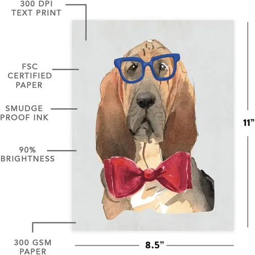 Vista 106 de Andaz Press Póster impreso para pared de perro, 8.5 x 11 pulgadas, Bulldog inglés con gafas negras, 1 paquete, regalo de cumpleaños de Navidad, sin