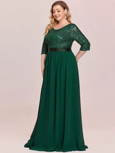 Vista 4 de Ever-Pretty 0683-PZ - Vestido largo de noche con lentejuelas y cuello redondo para mujer