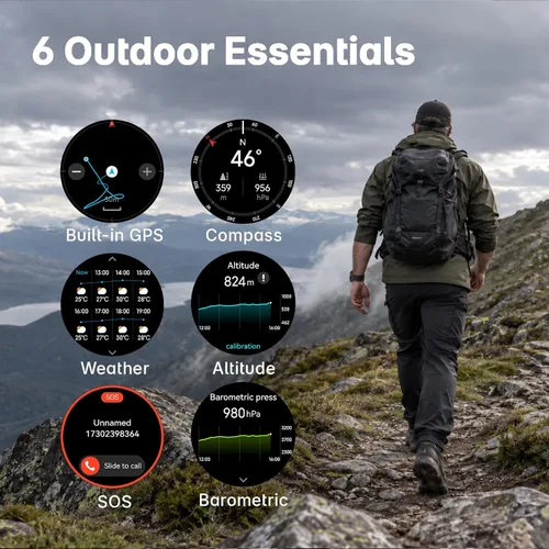Vista 3 de WalkerFit Reloj inteligente resistente con GPS M6 para hombres, 1.969 in