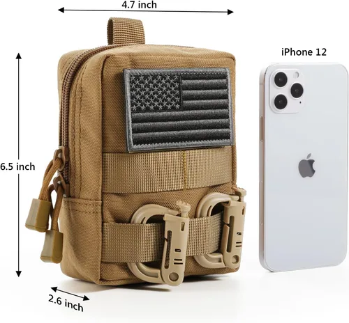 Vista 2 de FRTKK Paquete de 2 bolsas Molle – Bolsa táctica compacta resistente al agua EDC bolsa pequeña de utilidad