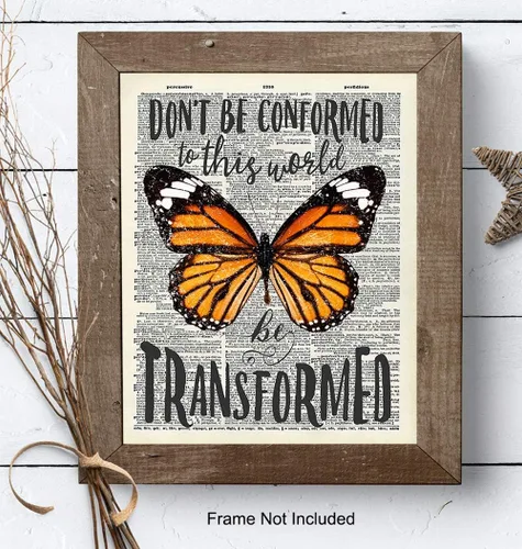 Vista 7 de Decoración de pared de mariposa, arte de diccionario reciclado, póster motivacional de 8 x 10 pulgadas para el hogar, dormitorio, oficina, regalo