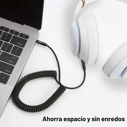 Vista 5 de CableCreation Cable Auxiliar para Auto (1-4 pies), Cable de Audio de 3,5 mm Enrollado de Macho a Macho, Cable Auxiliar Estéreo de 1/8 Pulgadas