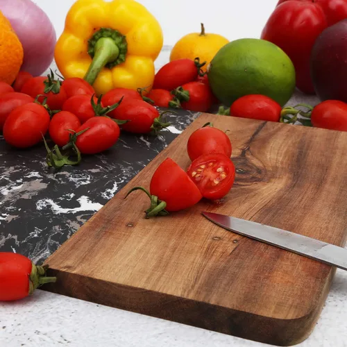 Vista 7 de Tabla de cortar con mármol y madera natural, tabla de servir para frutas de bistec con asa, tabla de cortar para pan como bandejas para servir Negro