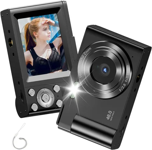 Vista 8 de Cámara Digital para Niños, FHD 1080P Apuntar y Disparar Cámara para Niños con Zoom Digital de 16X, Anti-Vibración, Flash, Tarjeta de 32GB, Cámara