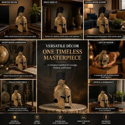 Vista 8 de Colección Royal Heritage: Nagina International - Casco romano espartano griego rey Leonidas en miniatura, auténtica réplica de películas 300