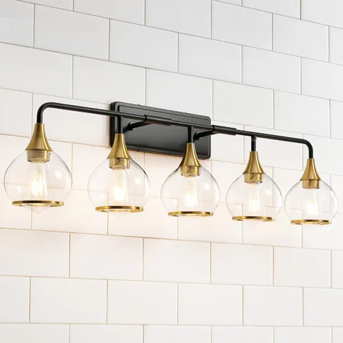Vista 16 de Accesorios de iluminación de baño en oro cepillado, luces de tocador de 2 luces con pantalla de vidrio esmerilado blanco lechoso, lámpara de tocador