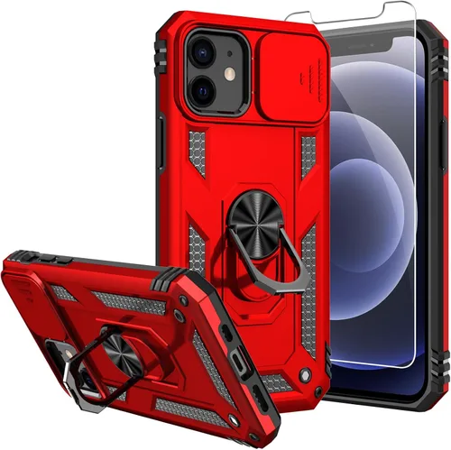 Vista 7 de Funda para iPhone 12, con protector de pantalla y funda para cámara, [grado militar] de 16 pies. Funda a prueba de caídas con soporte magnético