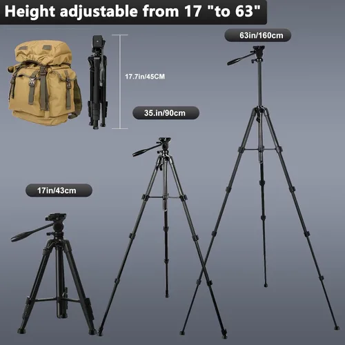 Vista 4 de Soporte de trípode para binoculares y alcance de detección - Trípode de video de viaje universal liviano - Compatible con alcance